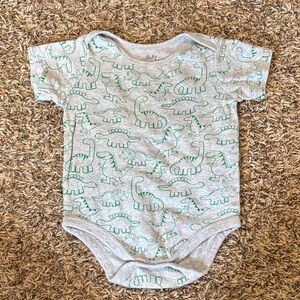 Cute Green Dinosaur Print Kids Bodysuit